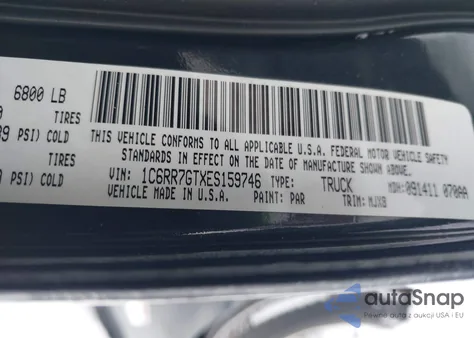 2014 Ram 1500 Big Horn from USA, damaged, VIN 1C6RR7GTXES159746